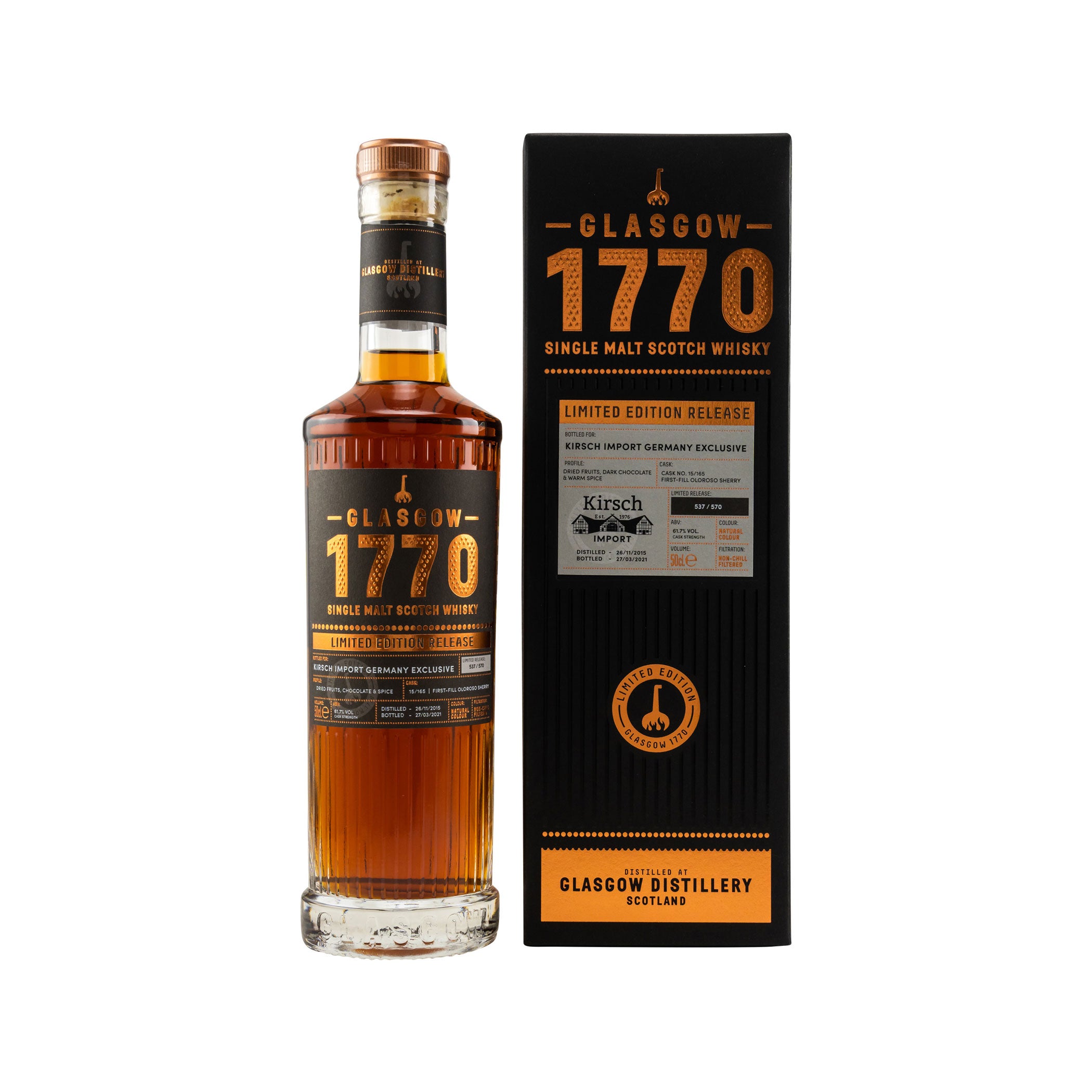 1770 Glasgow Distillery 2015/2021 - 5 Jahre - Single Cask #15/165 for Kirsch