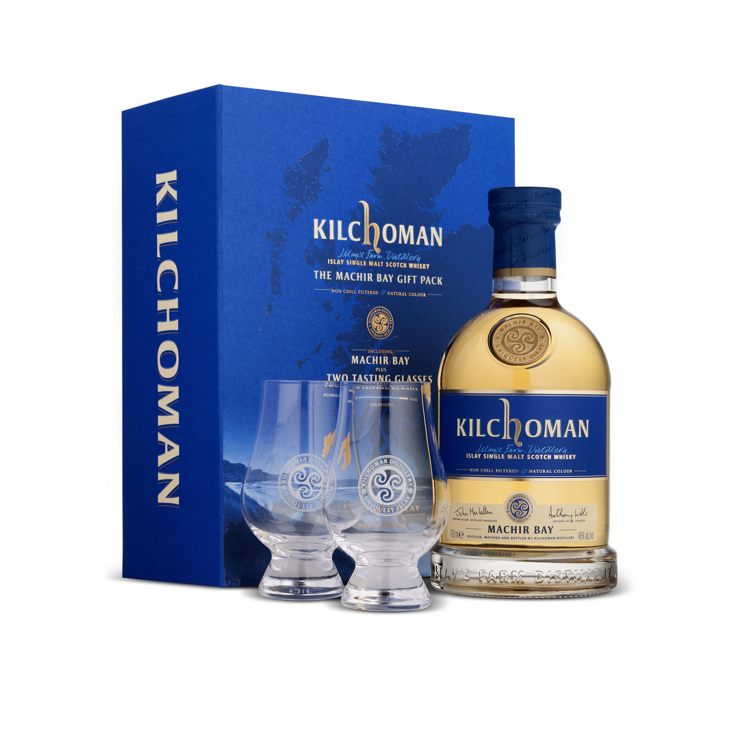 Kilchoman "Machir Bay", Gift Pack mit 2 Glencairn Gläser, 46 % - Kilchoman