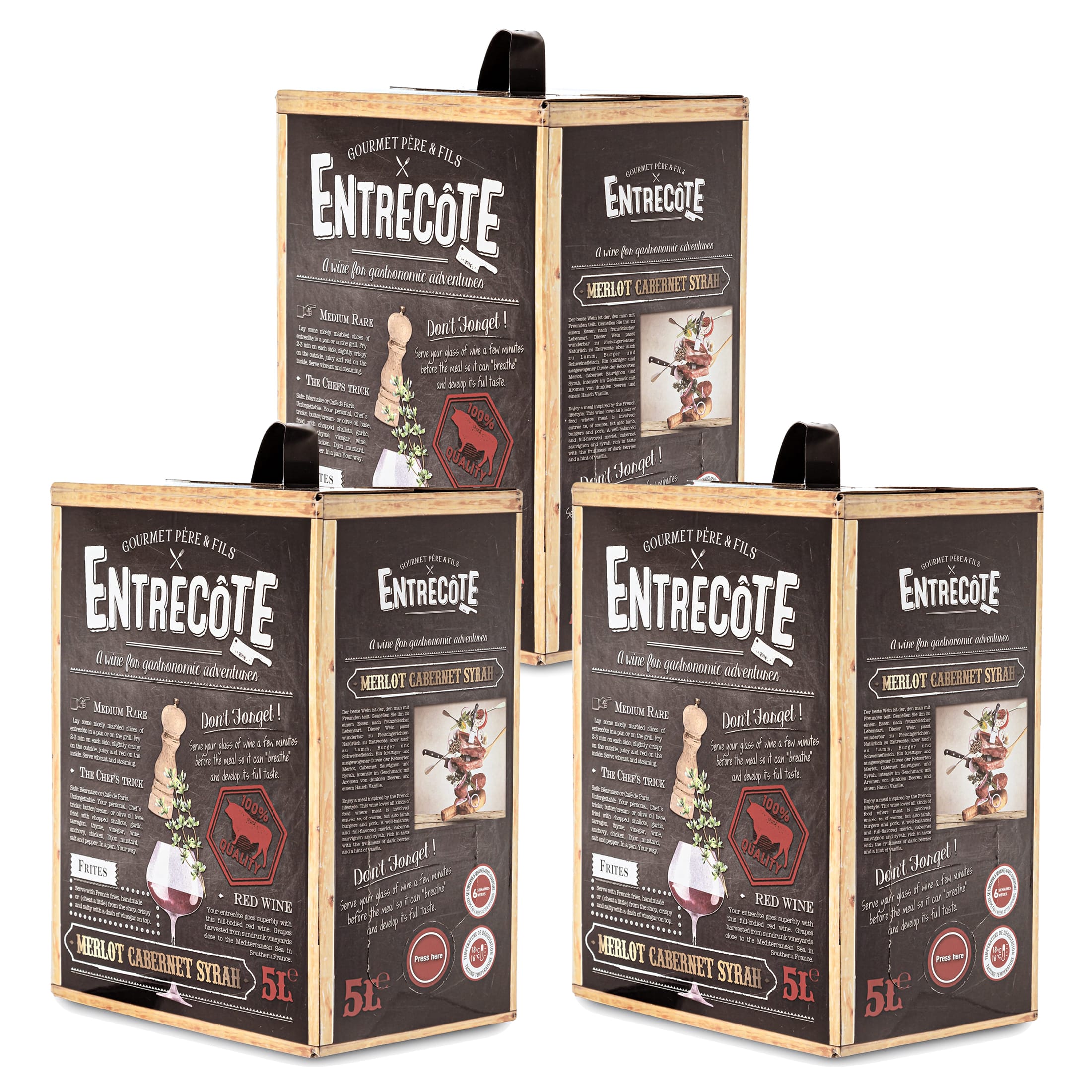 3 Boxen Bag-in-Box - Merlot Cabernet Syrah - ENTRECOTE