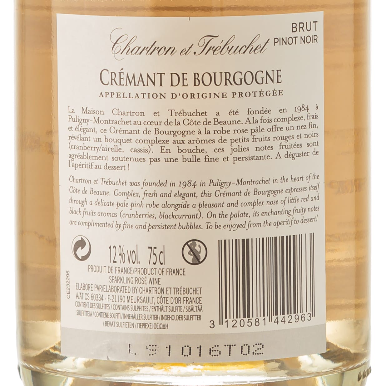 Feinste Weine - 2 er Sektpaket - Domaine Chartron & Trébuchet - Crémant de Bourgogne  (2 * 0,75l)