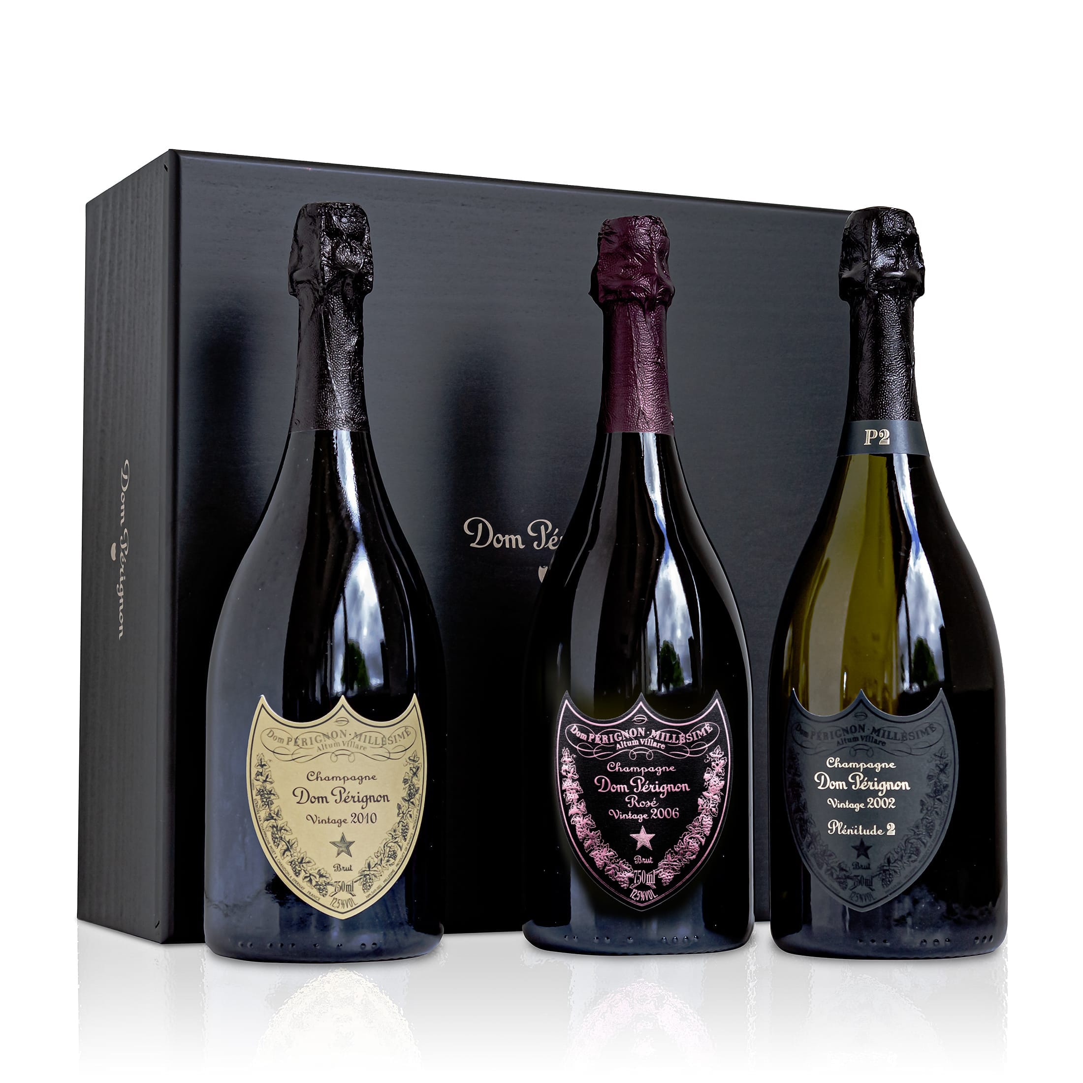 Feinste Weine  - Champagner-Paket - DOM PÉRIGNON VINTAGE 2010 - ROSÉ VINTAGE 2006 - Plénitude 2 2002