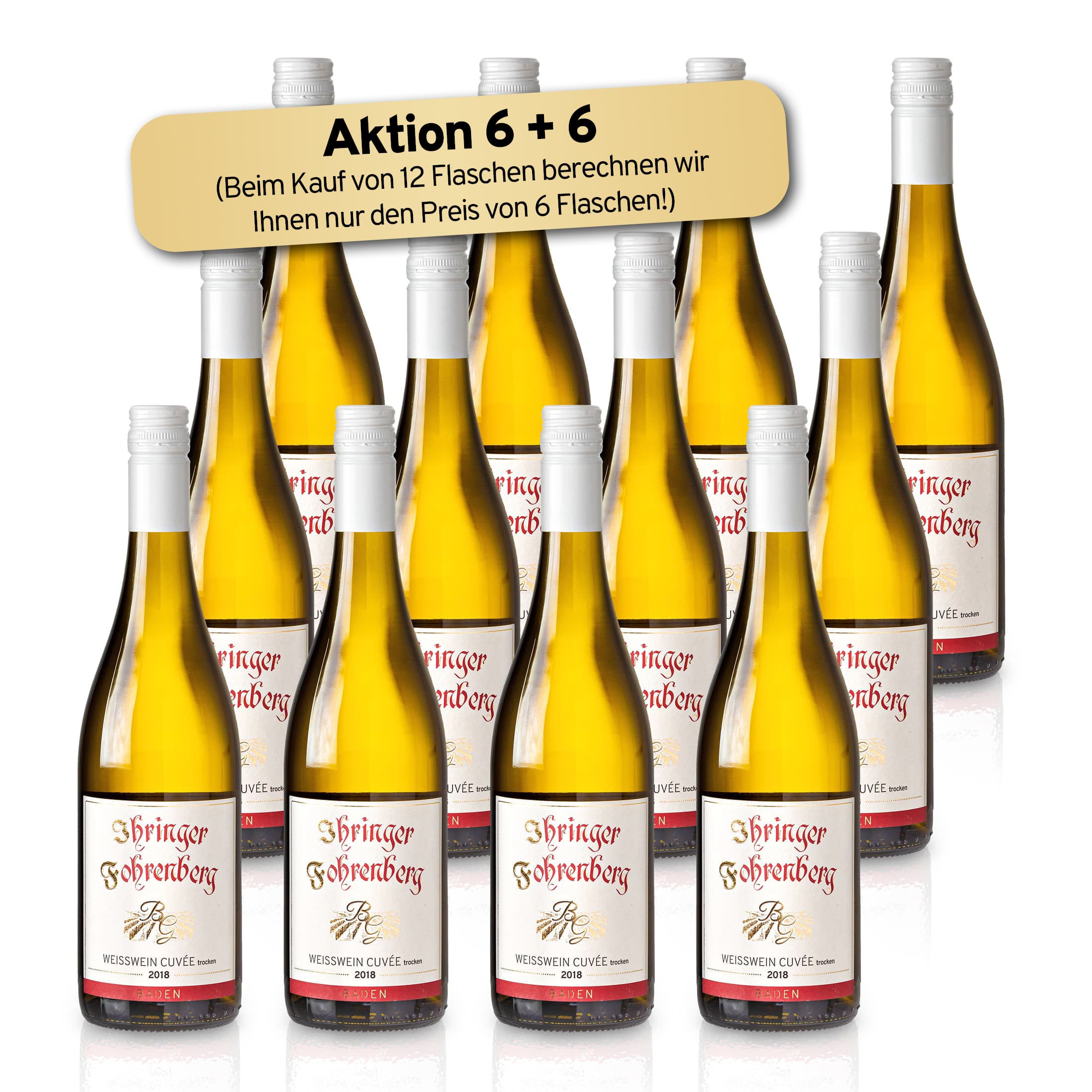 Weißwein trocken 2018 | Fruchtig-Frischer Mix aus Grauburgunder Weißburgunder Chardonnay | WBK Glatt - Ihringen am Kaiserstuhl/Baden, Deutschland