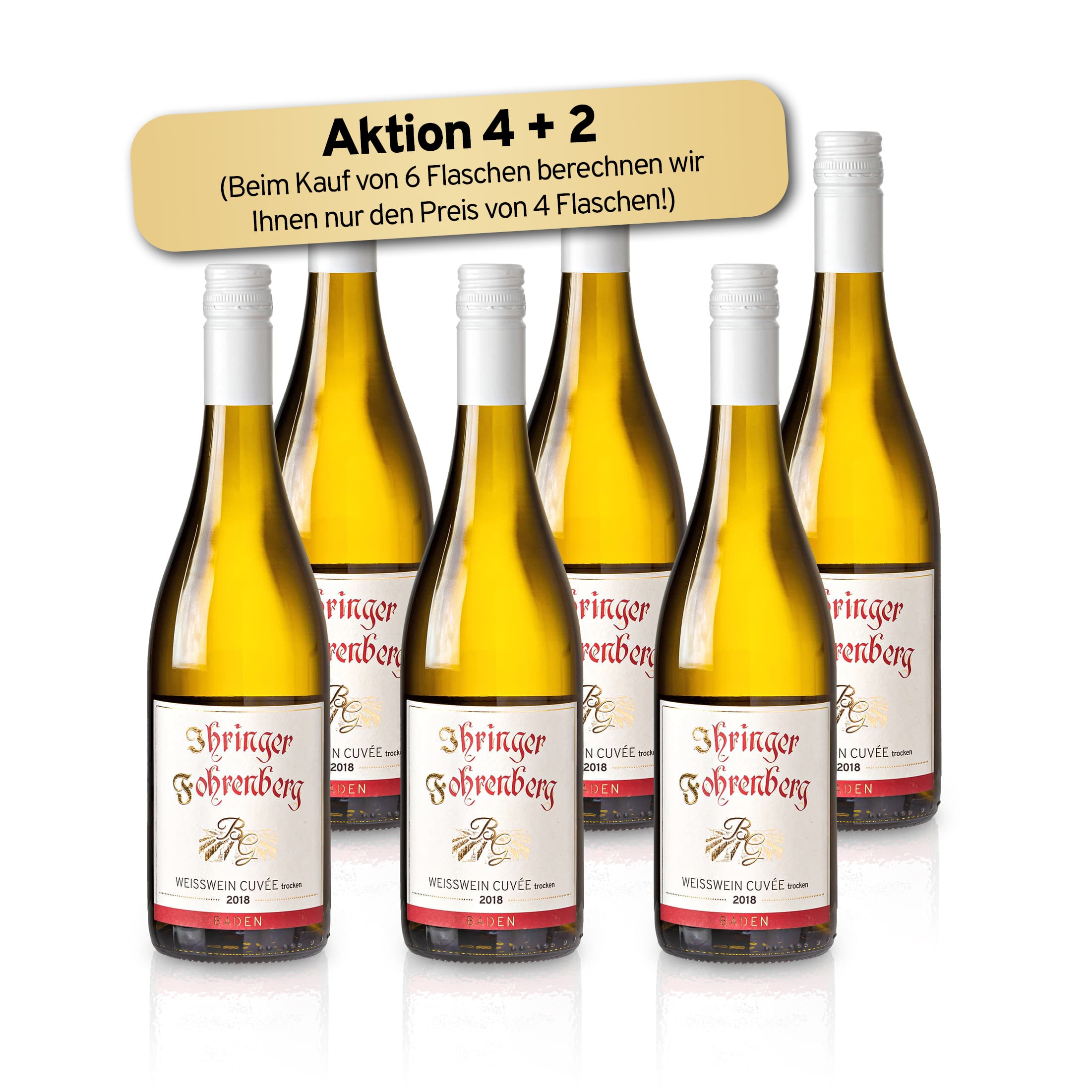 Weißwein trocken 2018 | Fruchtig-Frischer Mix aus Grauburgunder Weißburgunder Chardonnay | WBK Glatt - Ihringen am Kaiserstuhl/Baden, Deutschland