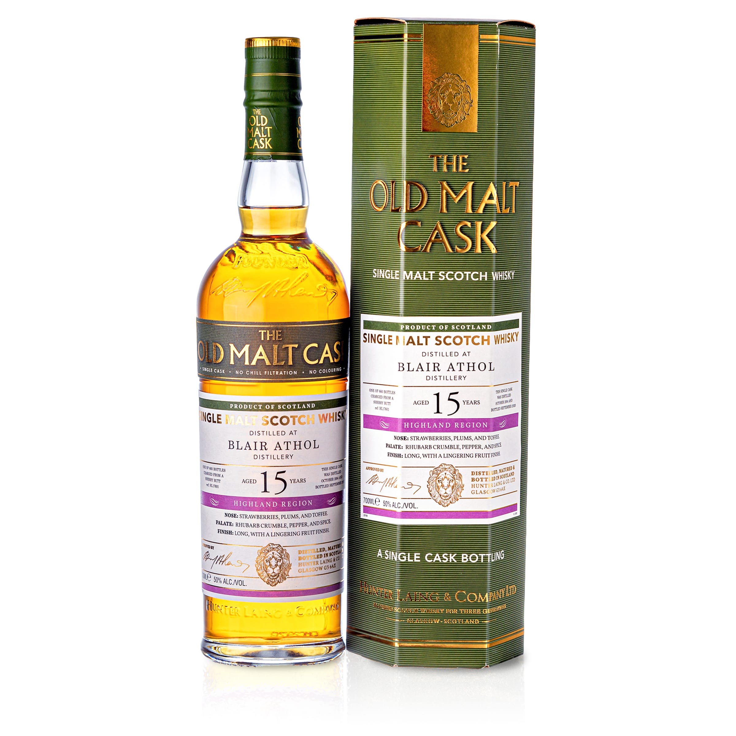 1 Flasche Blair Athol 15 Jahre Hunter Laing Old Malt Cask in Geschenkverpackung