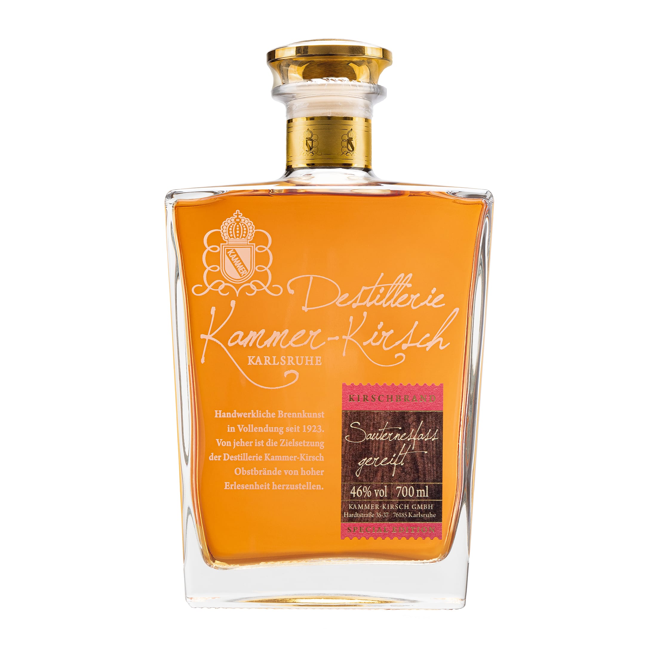 Cherry brandy matured in Sauterness casks - gourmet fruit brandy - Distillery Kammer-Kirsch