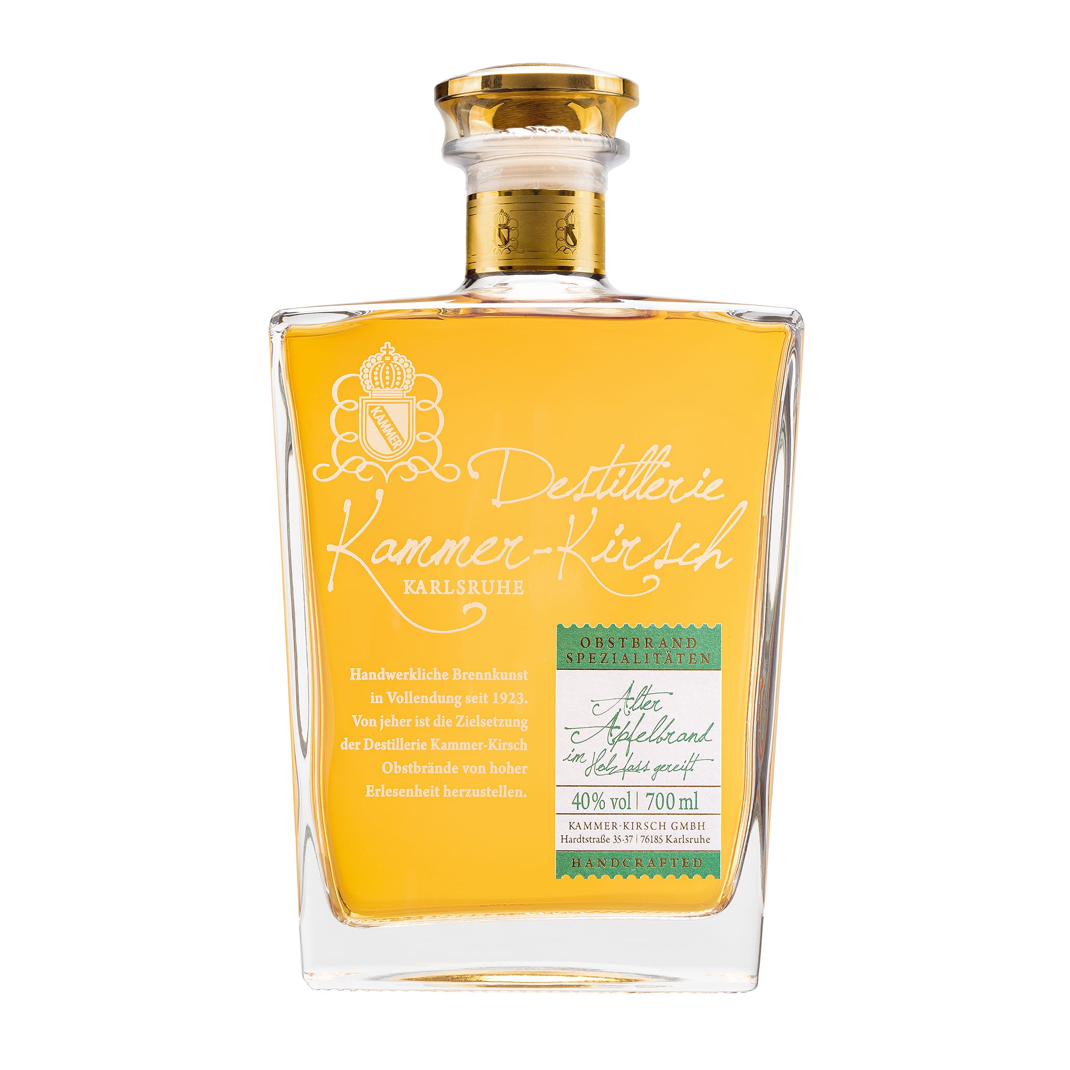 Old apple brandy matured in wooden barrels - gourmet fruit brandy - Distillery Kammer-Kirsch