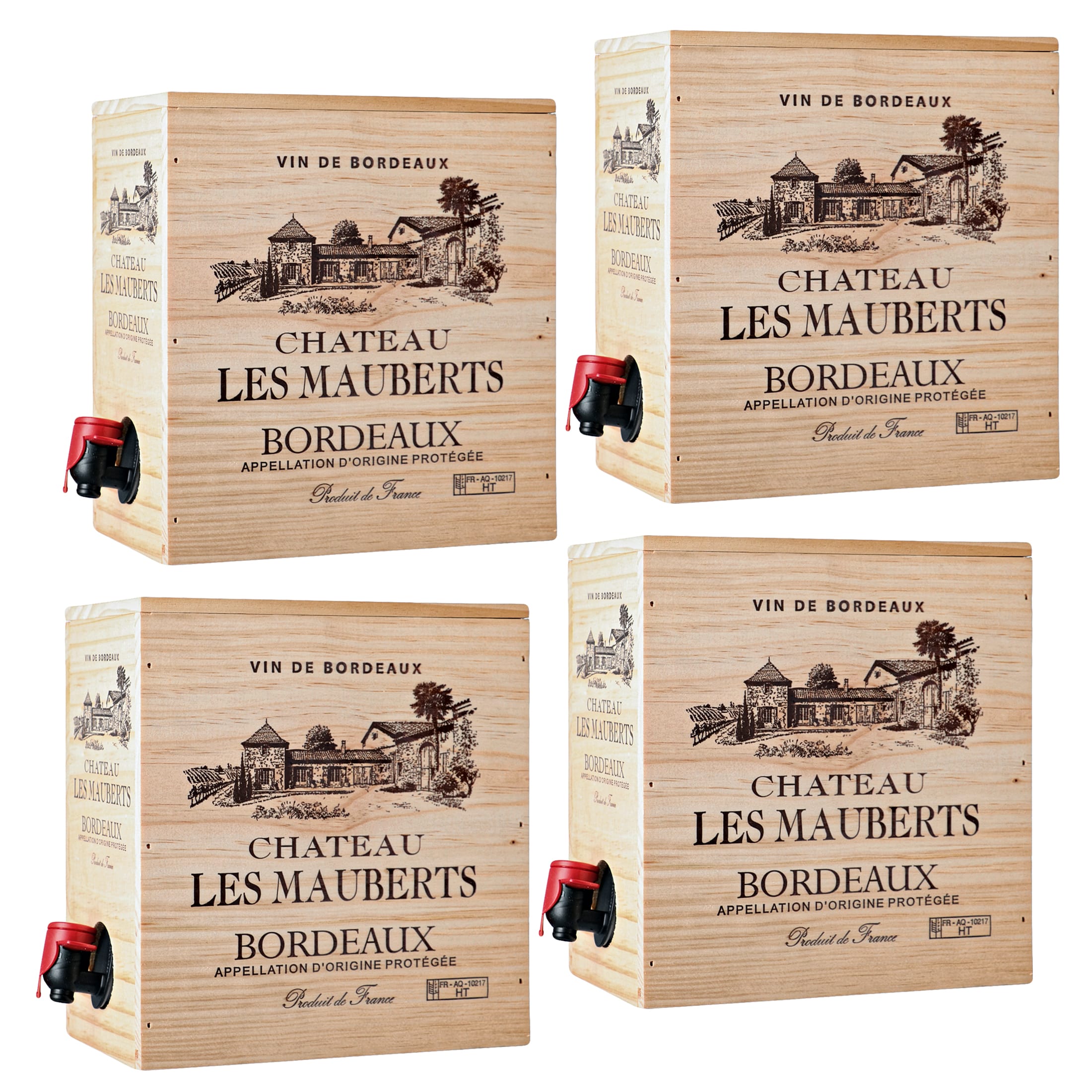 Chateau Les Mauberts Bordeaux AOP Bag-in-Holzbox 3L Rotwein trocken Frankreich