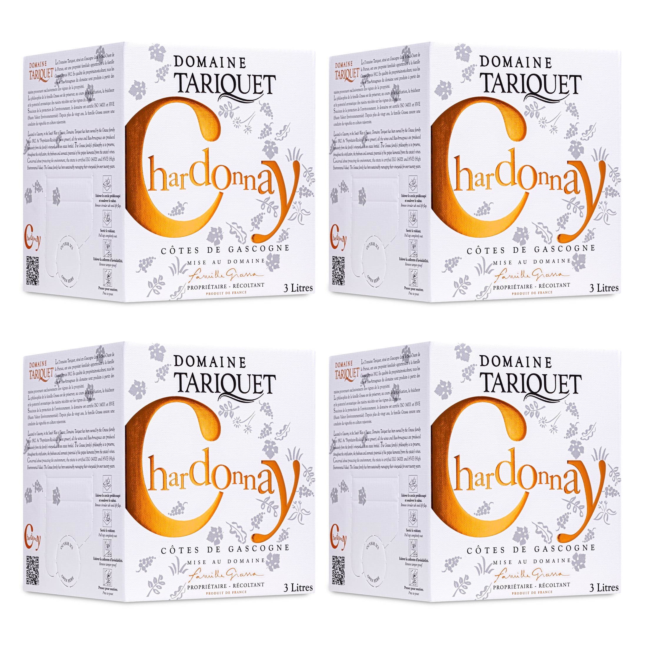Domaine Tariquet - Vin blanc Chardonnay - Côtes de Gascogne IGP - trocken - Bag-in-Box 3L
