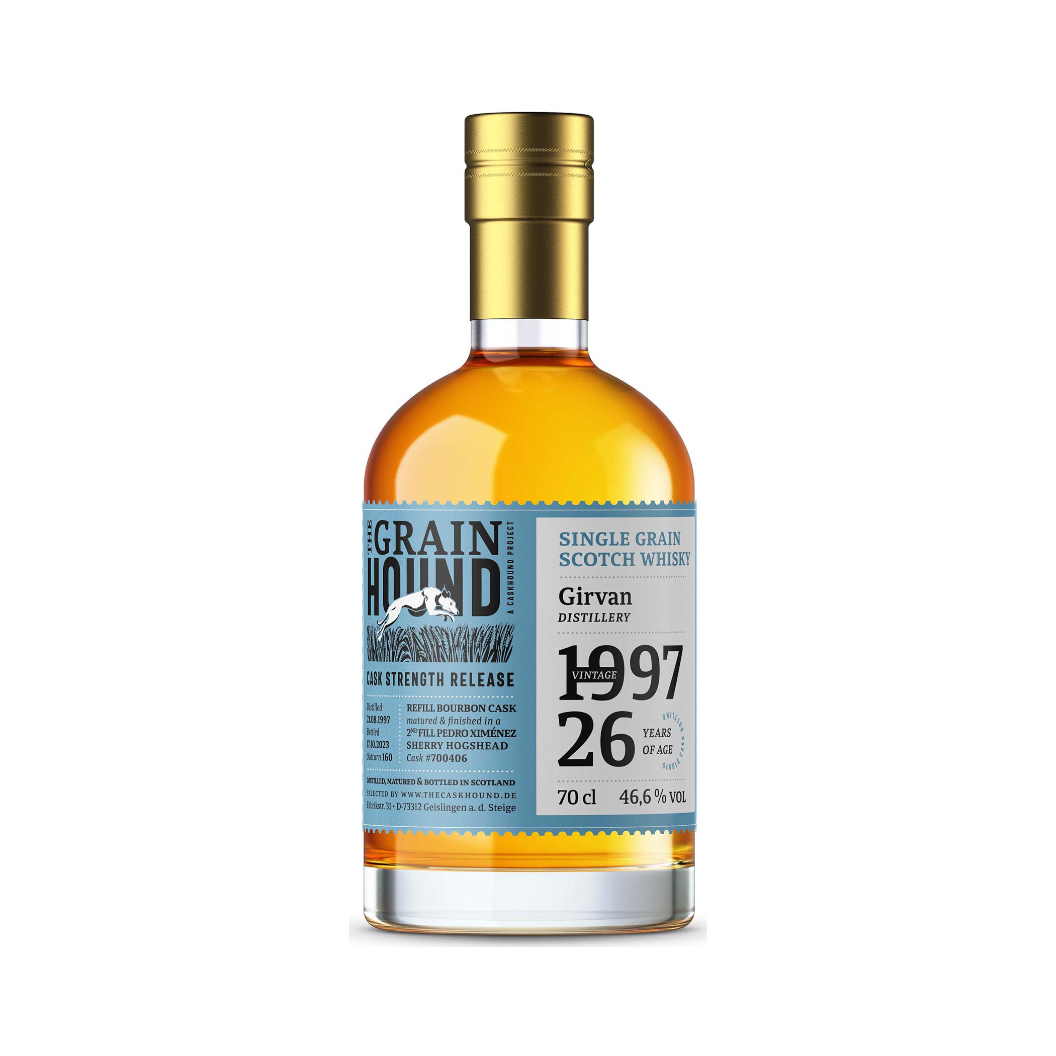 Girvan 1997/2023 - 26 Jahre - 2nd Fill Ex-PX-Sherry Cask Finish - Grainhound - Invergordon - Feinste Spirituosen
