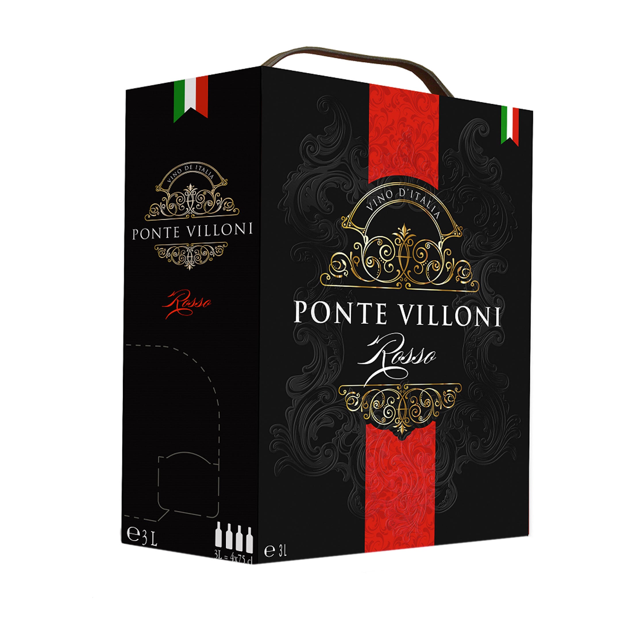 Bag-in-Box - Vin d'Italie - Ponte Villoni Rotwein 3 L. - Ponte Villoni - Feinste Spirituosen