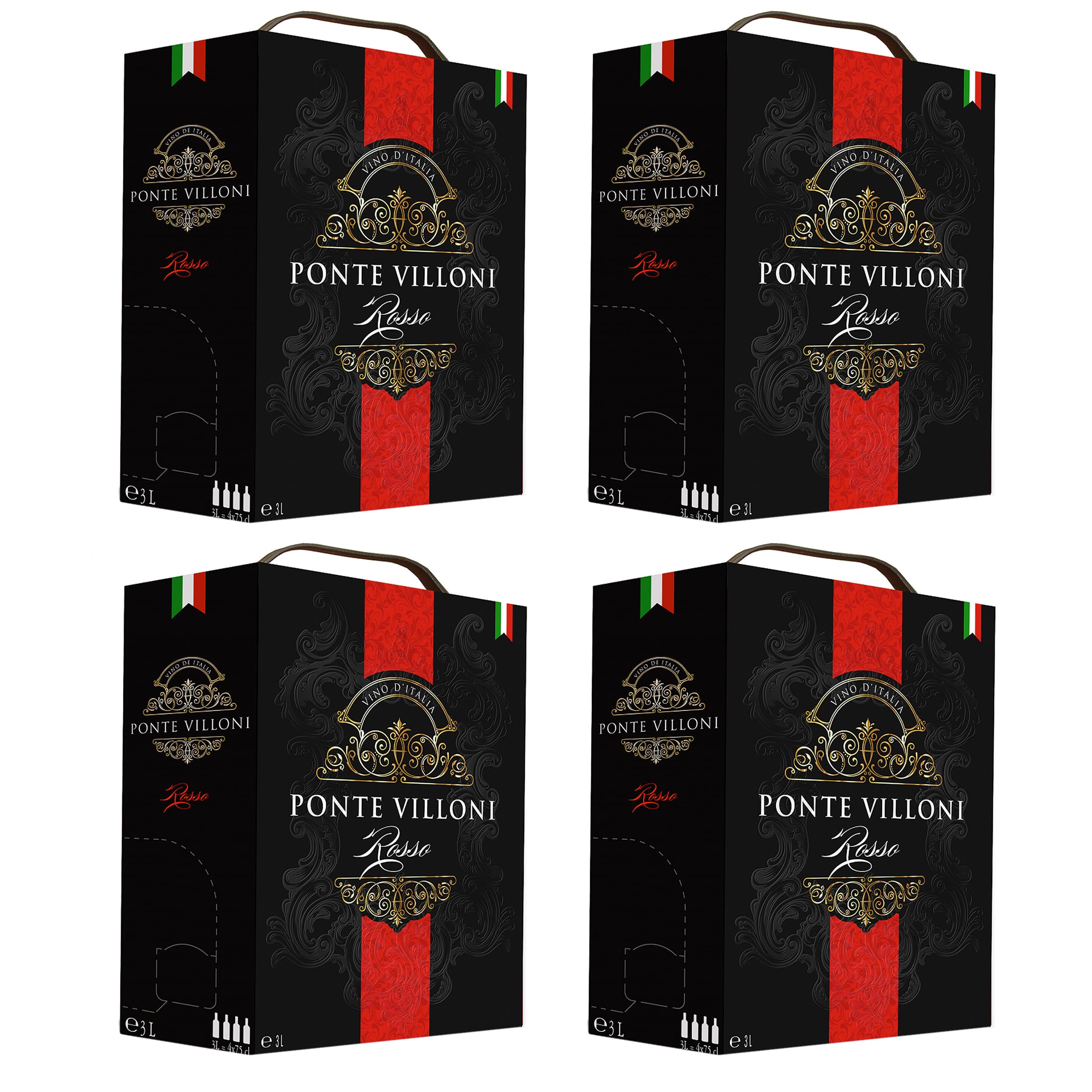 Bag-in-Box - Vin d'Italie - Ponte Villoni Rotwein 3 L. - Ponte Villoni - Feinste Spirituosen