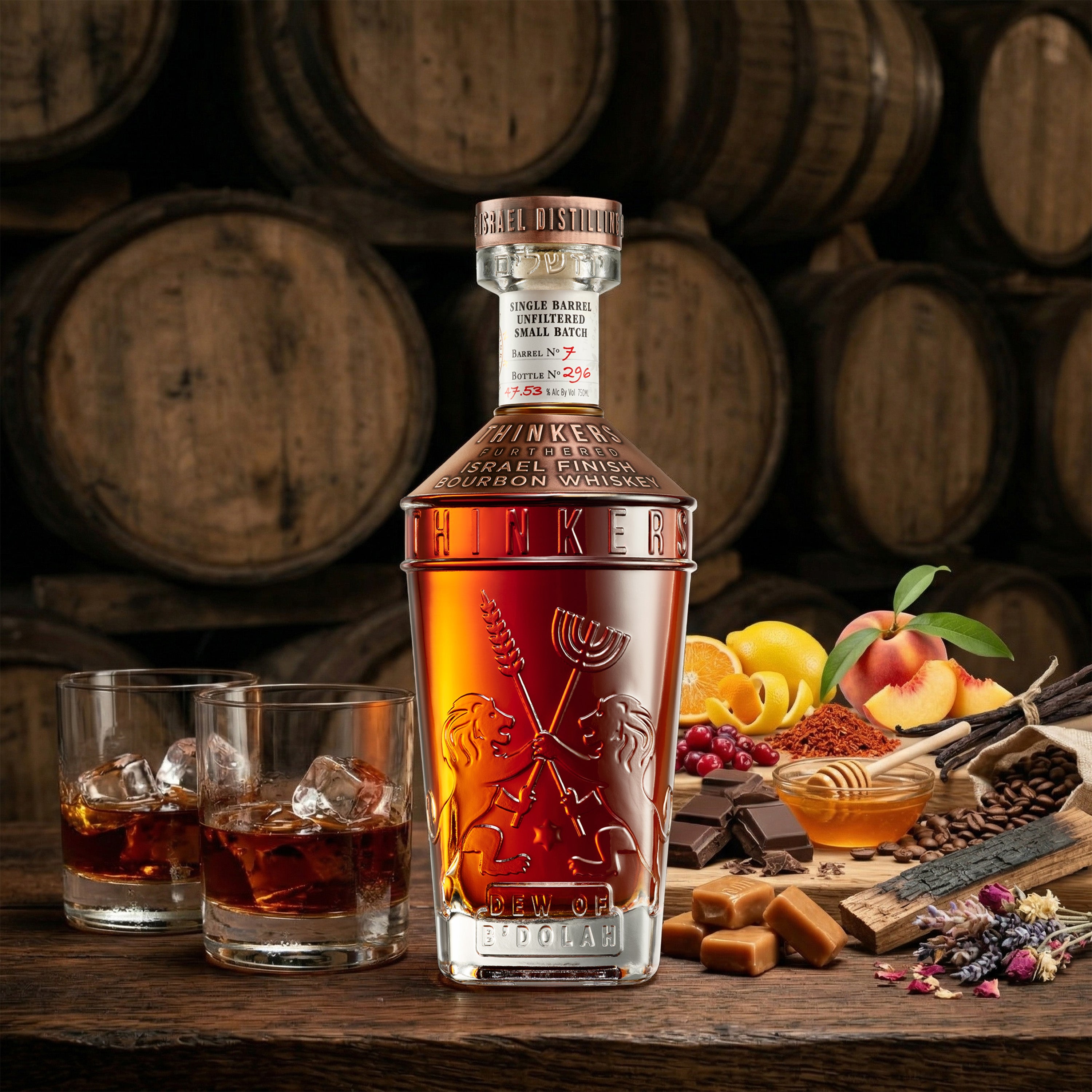 Thinkers Dew of B'Dolah Bourbon Whiskey - 700ml, 47% vol – Aromen von Vanille, Toffee & Schokolade