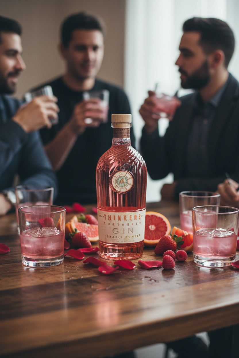 Thinkers Sunset Gin - New World Gin mit Rosenblättern & roten Früchten - 700ml, 40% vol