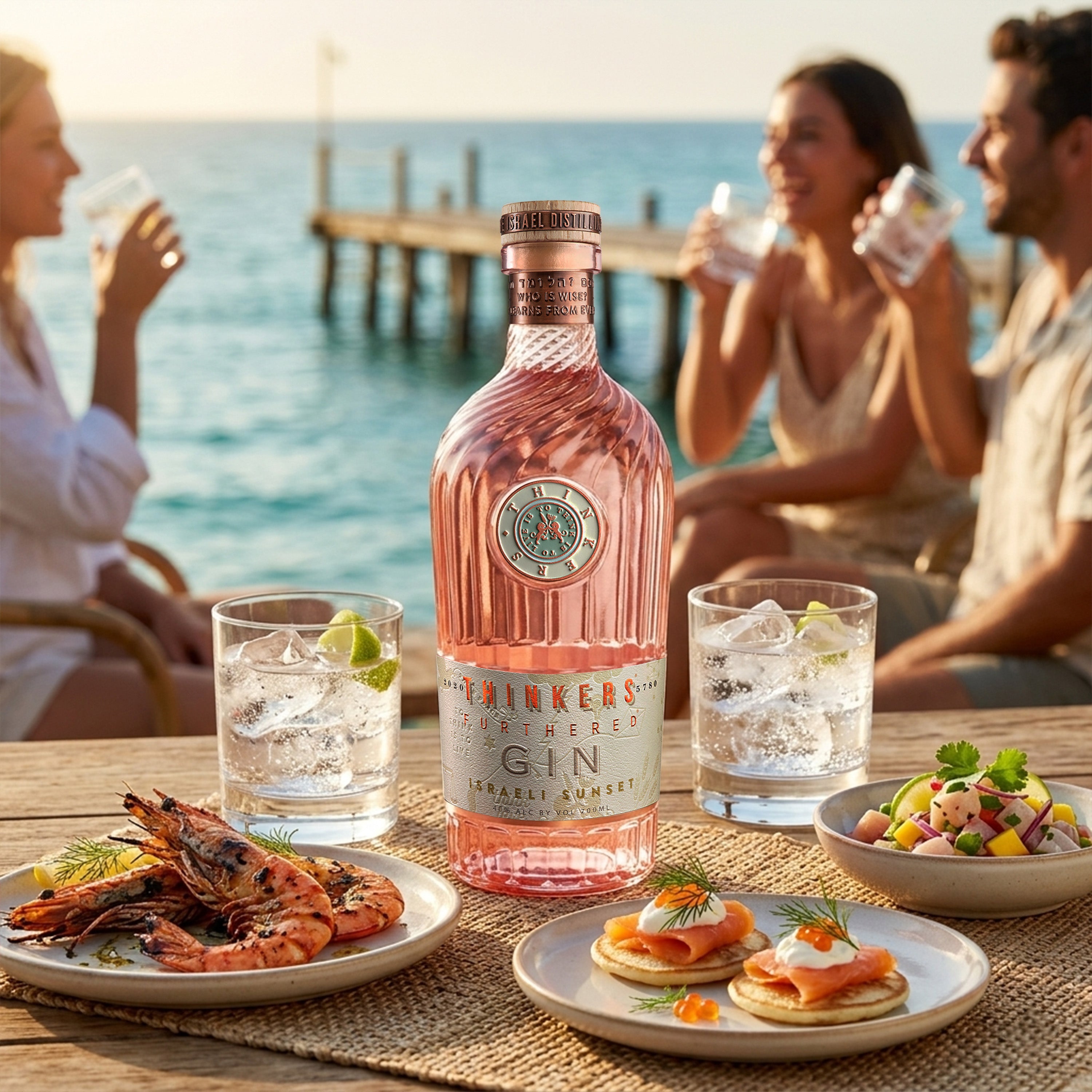 Thinkers Sunset Gin - New World Gin mit Rosenblättern & roten Früchten - 700ml, 40% vol