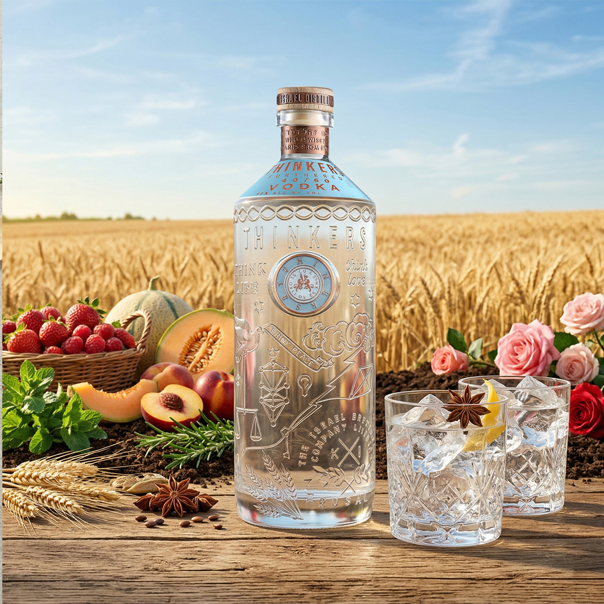 Thinkers Vodka 40-60 - samtig-seidiger Premium Vodka aus rotem Winterweizen - 700ml, 40% vol
